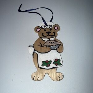 Vintage Mama Teddy Bear Christmas Ornament‎ Wood Cutout